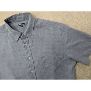 BKE Division 67 Mens Blue Plaid Short Sleeve Button Up Shirt Size L